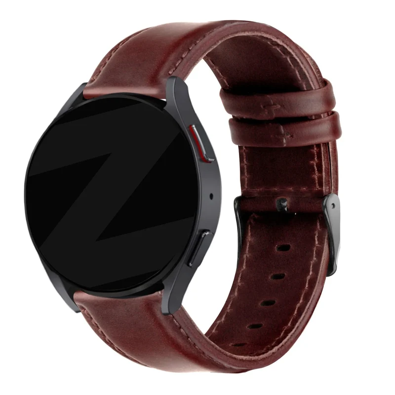 Bandz Bracelet cuir 'Classic' Huawei Watch 6 - 46mm (marron foncé)