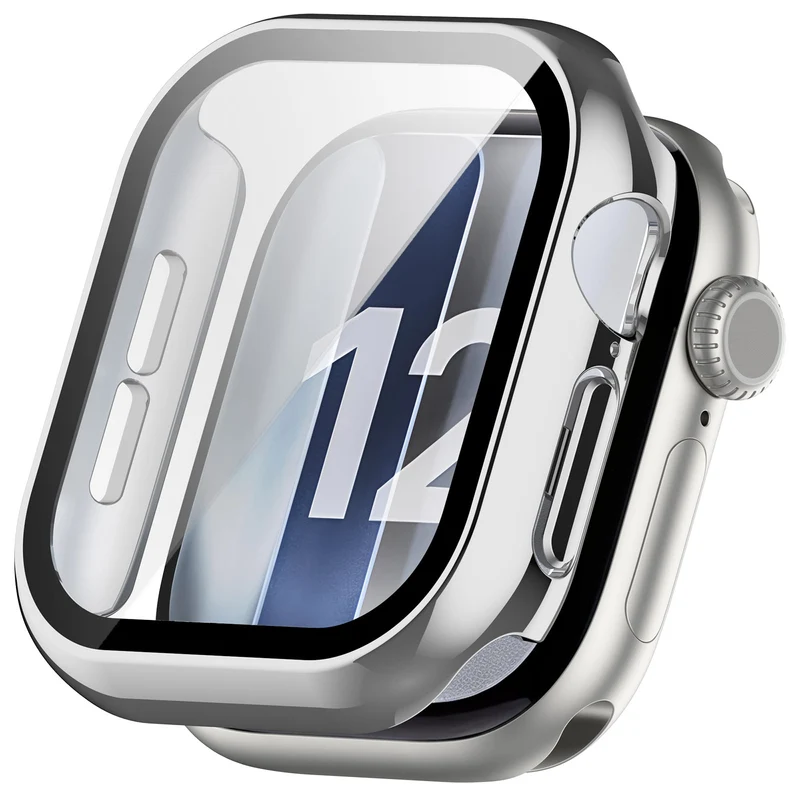Coque rigide avec verre Apple Watch 12 - 46mm (argent)